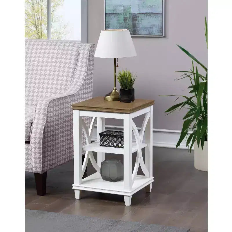 Table d'appoint rectangulaire en bois noir/blanc Driftwood, 1 pièce