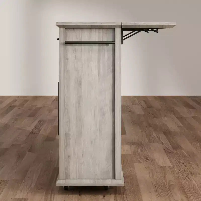 Îlot de cuisine roulant noir/gris/blanc avec abattant, meuble de rangement mobile à 2 tiroirs