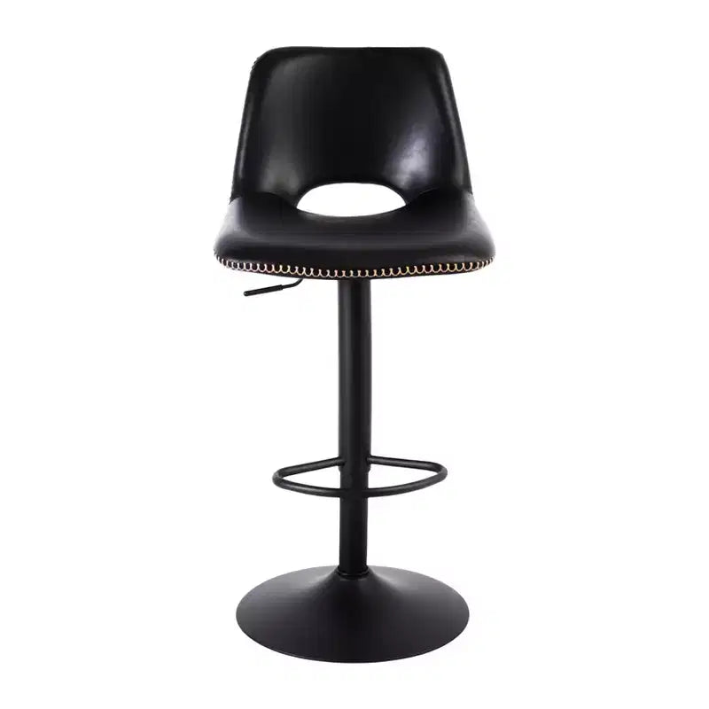 Tabouret de bar pivotant noir réglable pour 1 personne, en similicuir sans accoudoirs