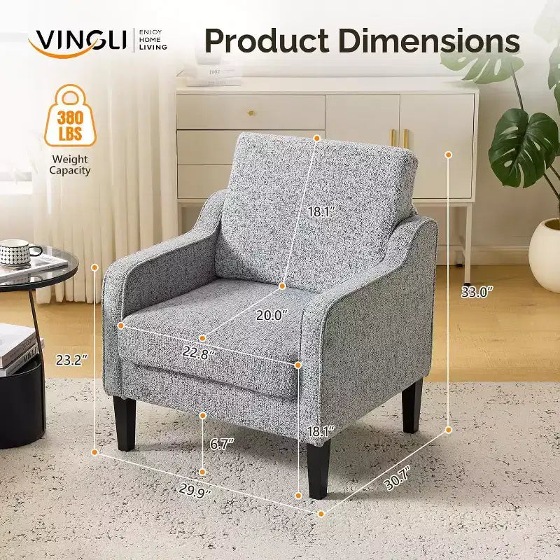 Fauteuil d'appoint rembourré gris/vert, 1 place