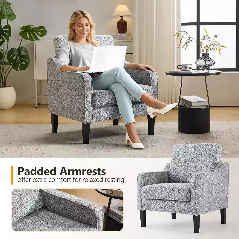 Fauteuil d'appoint rembourré gris/vert, 1 place