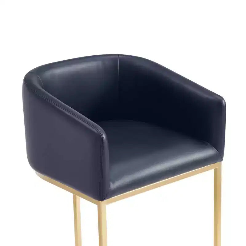 Tabouret de bar en similicuir rembourré noir et or titane, lot de 3