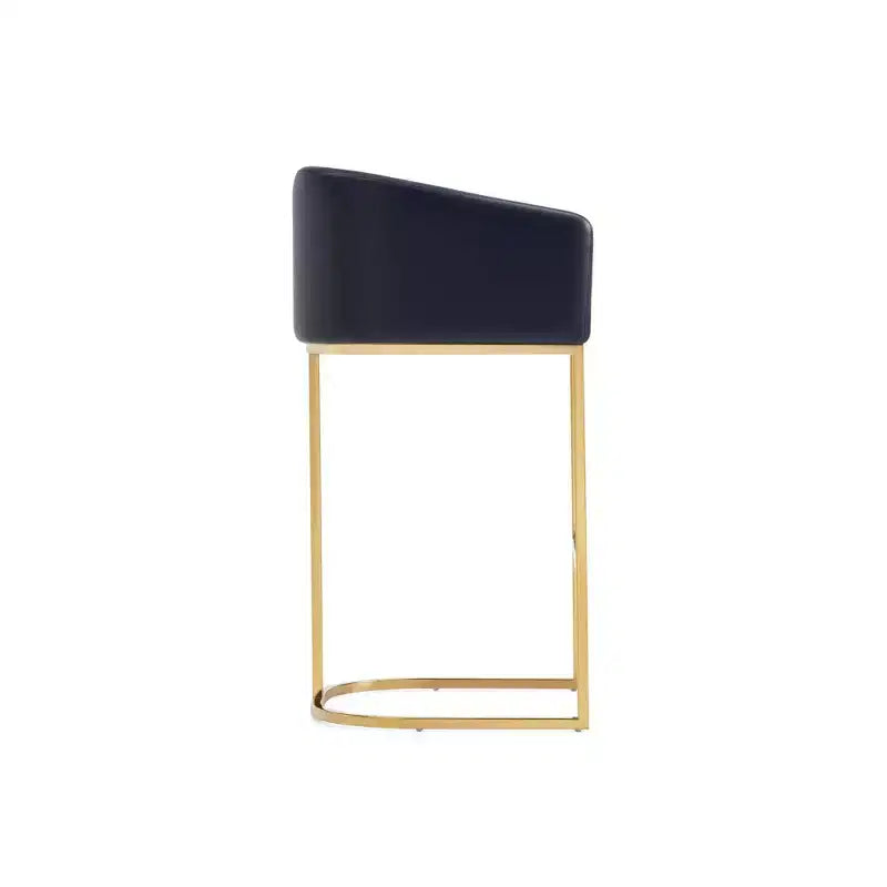Tabouret de bar en similicuir rembourré noir et or titane, lot de 3