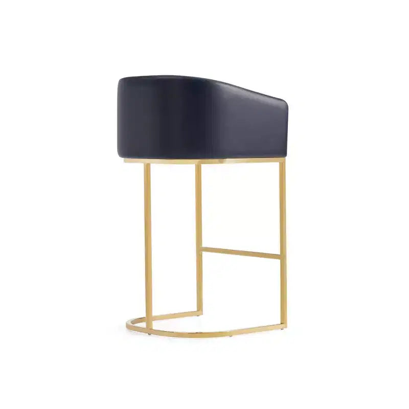 Tabouret de bar en similicuir rembourré noir et or titane, lot de 3
