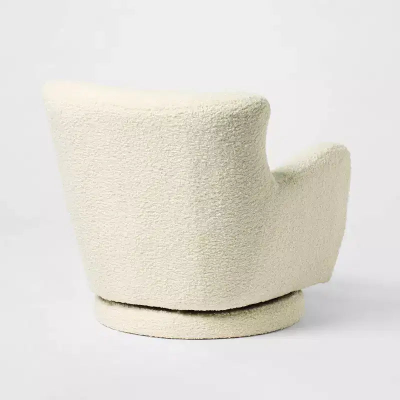 Fauteuil pivotant imitation peau de mouton crème, une place