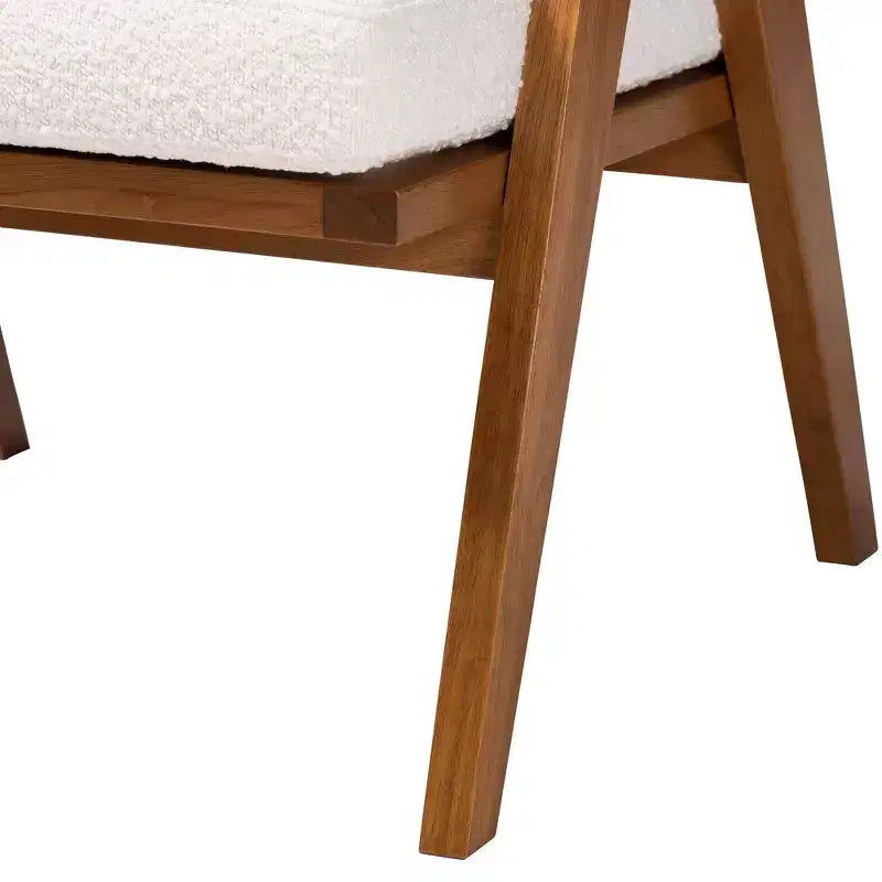 Fauteuil en rotin bouclé crème et noyer pour 1 personne