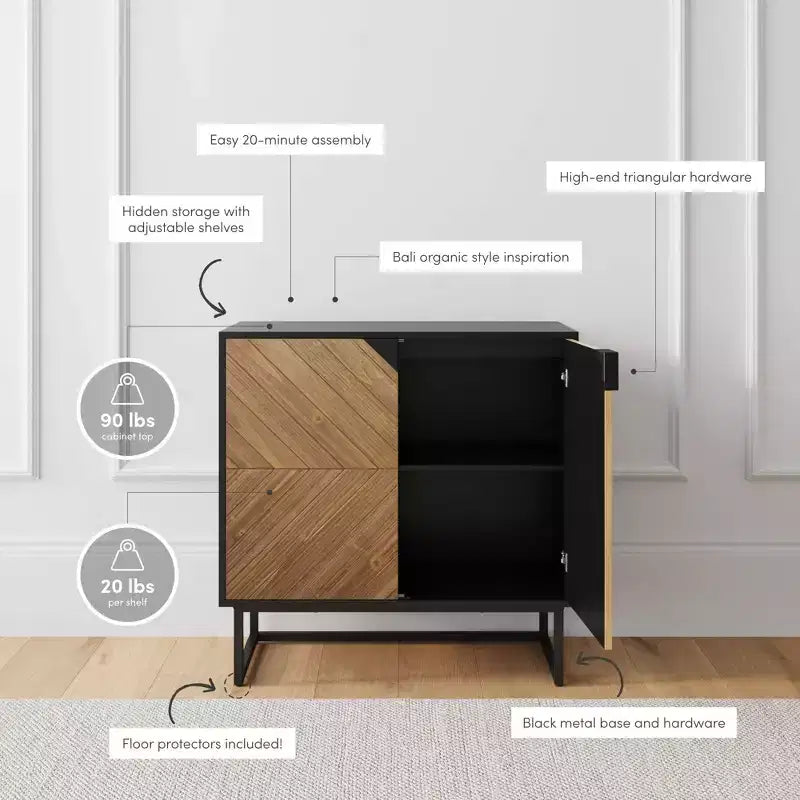 Console en bois noir avec rangement, ensemble de 2