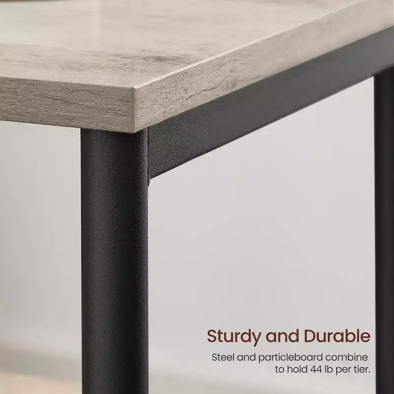 Table d'appoint industrielle étroite à 2 niveaux pour 1 personne, Noir / Greige & Noir / Marron rustique & Noir