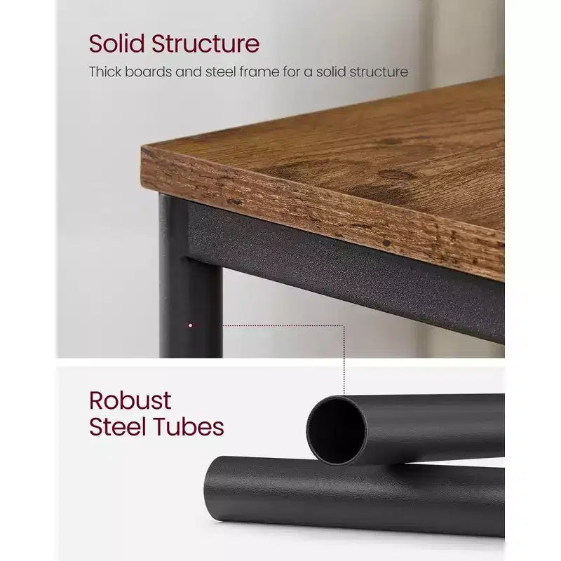 Table d'appoint industrielle étroite à 2 niveaux pour 1 personne, Noir / Greige & Noir / Marron rustique & Noir