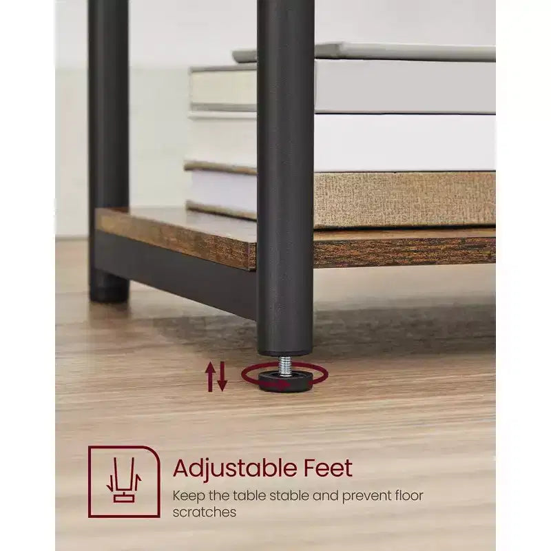 Table d'appoint industrielle étroite à 2 niveaux pour 1 personne, Noir / Greige & Noir / Marron rustique & Noir