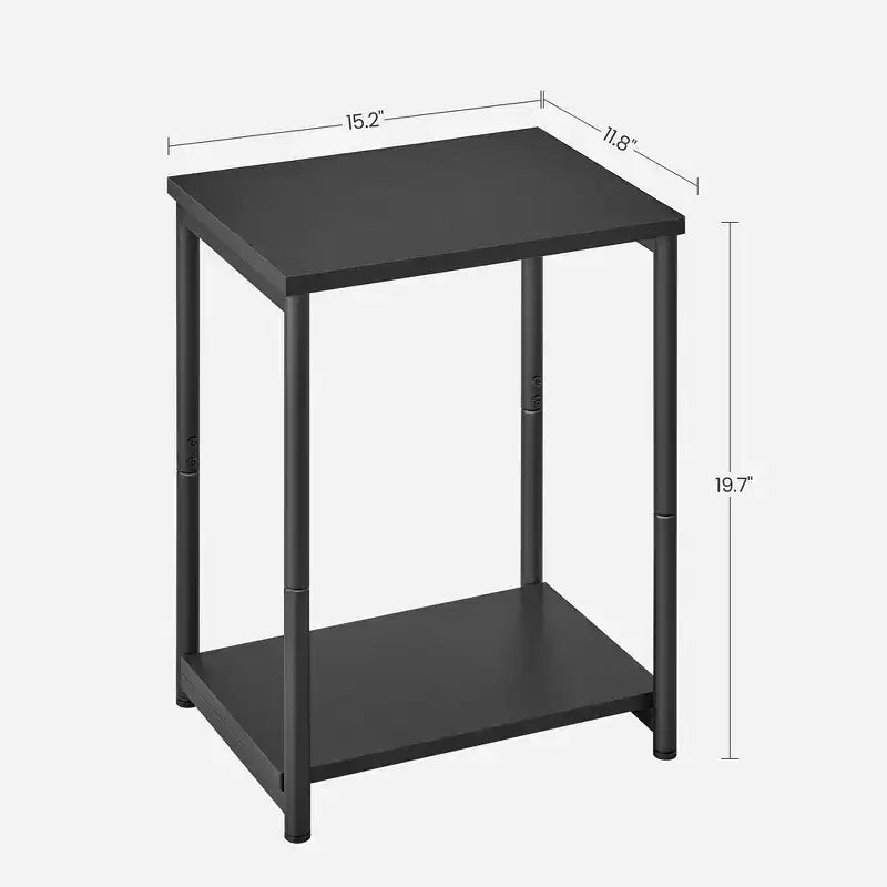 Table d'appoint industrielle étroite à 2 niveaux pour 1 personne, Noir / Greige & Noir / Marron rustique & Noir