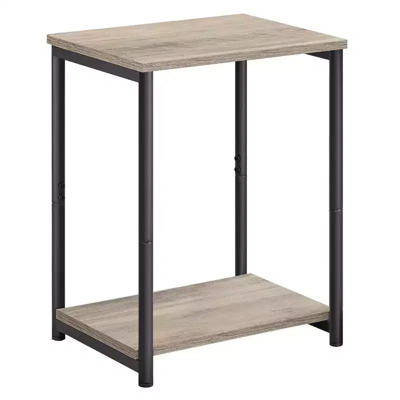 Table d'appoint industrielle étroite à 2 niveaux pour 1 personne, Noir / Greige & Noir / Marron rustique & Noir