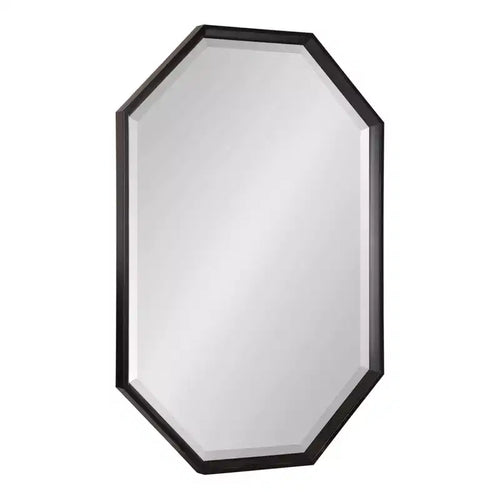 Miroir mural octogonal allongé noir et or – 38" x 26"