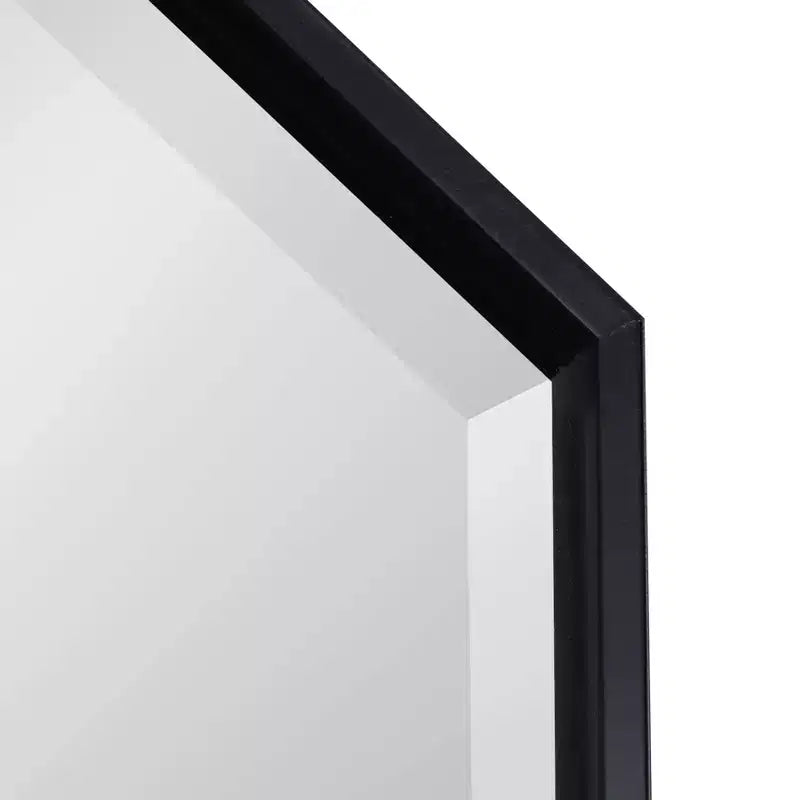 Miroir mural octogonal allongé noir et or – 38" x 26"