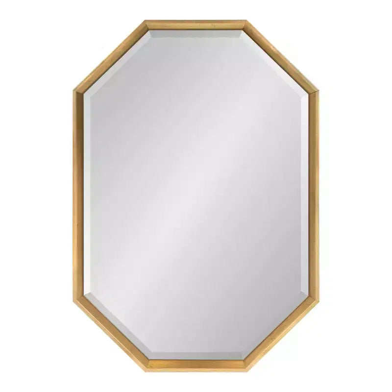 Miroir mural octogonal allongé noir et or – 38" x 26"