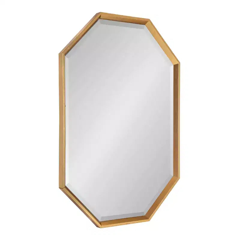 Miroir mural octogonal allongé noir et or – 38" x 26"