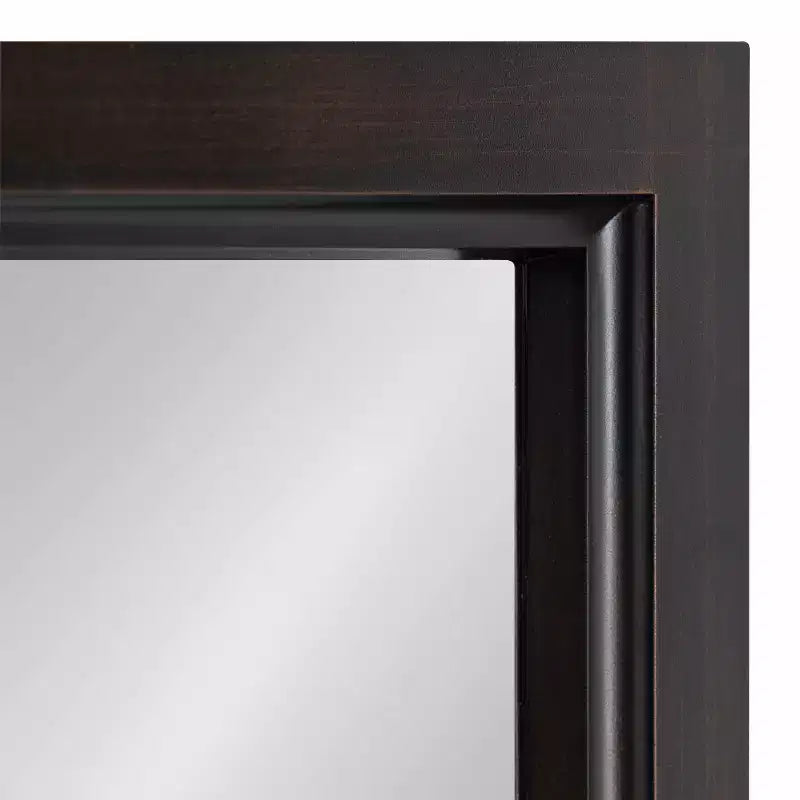 Miroir mural encadré noir / marron / blanc brillant, usage unique