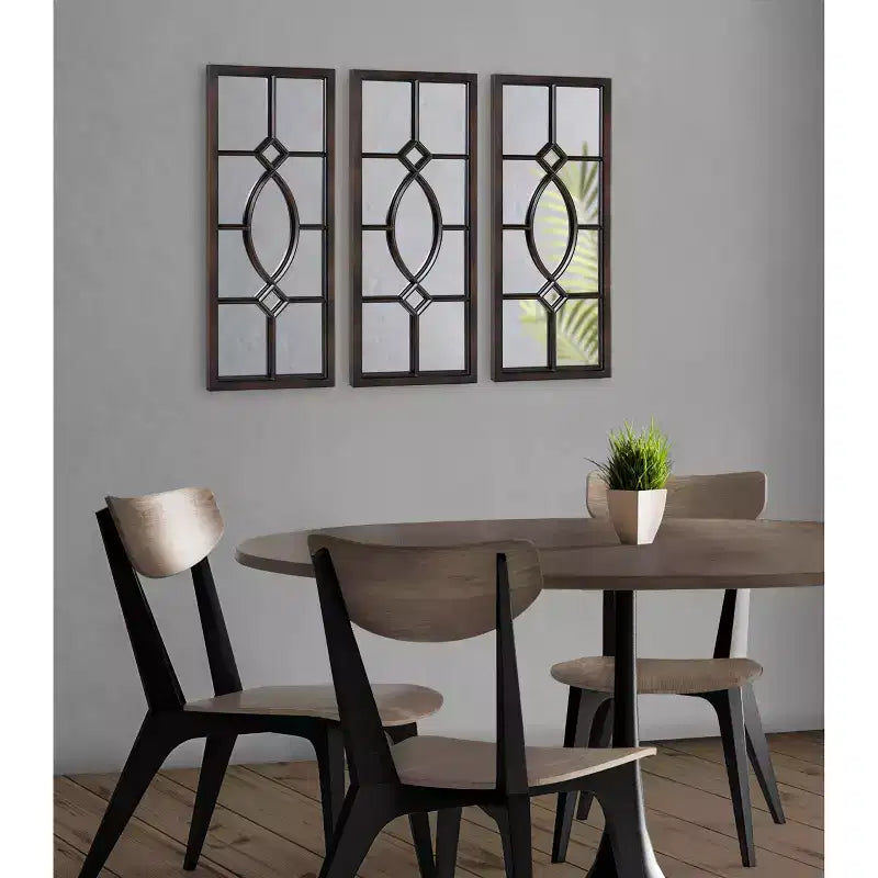 Miroir mural encadré noir / marron / blanc brillant, usage unique