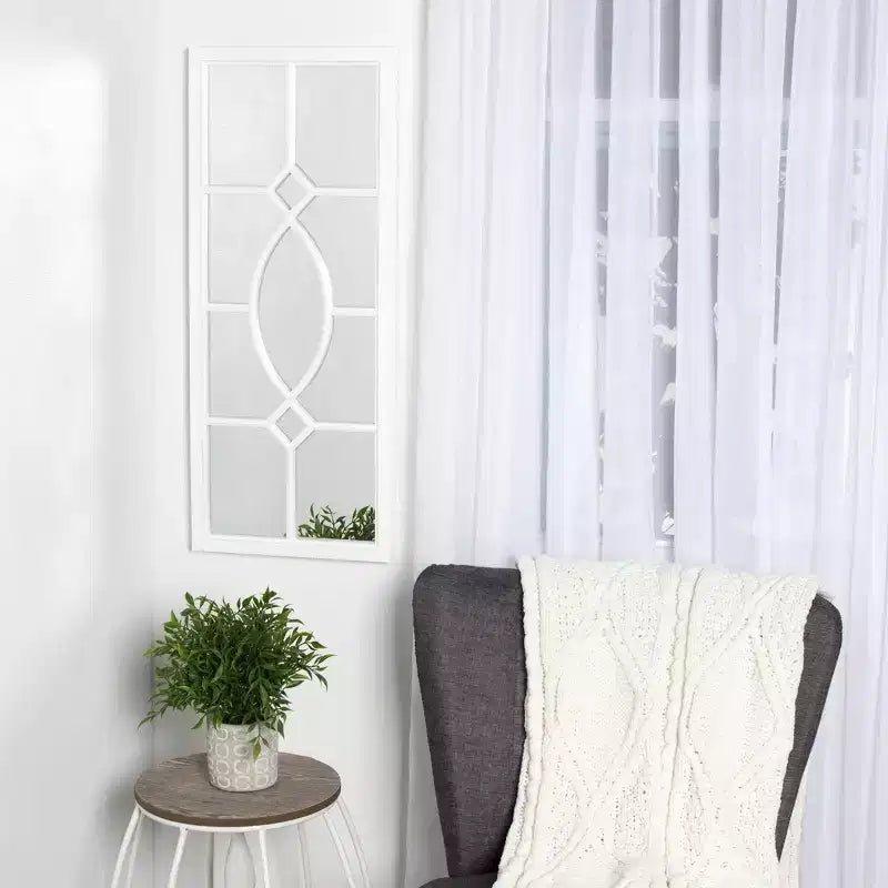 Miroir mural encadré noir / marron / blanc brillant, usage unique