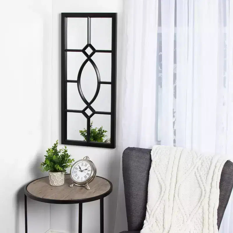 Miroir mural encadré noir / marron / blanc brillant, usage unique