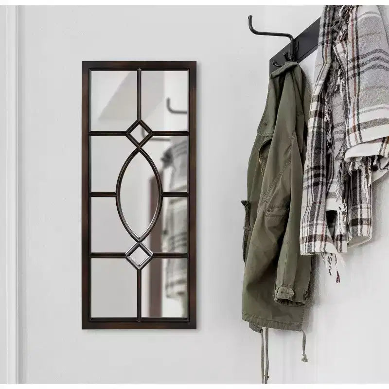 Miroir mural encadré noir / marron / blanc brillant, usage unique