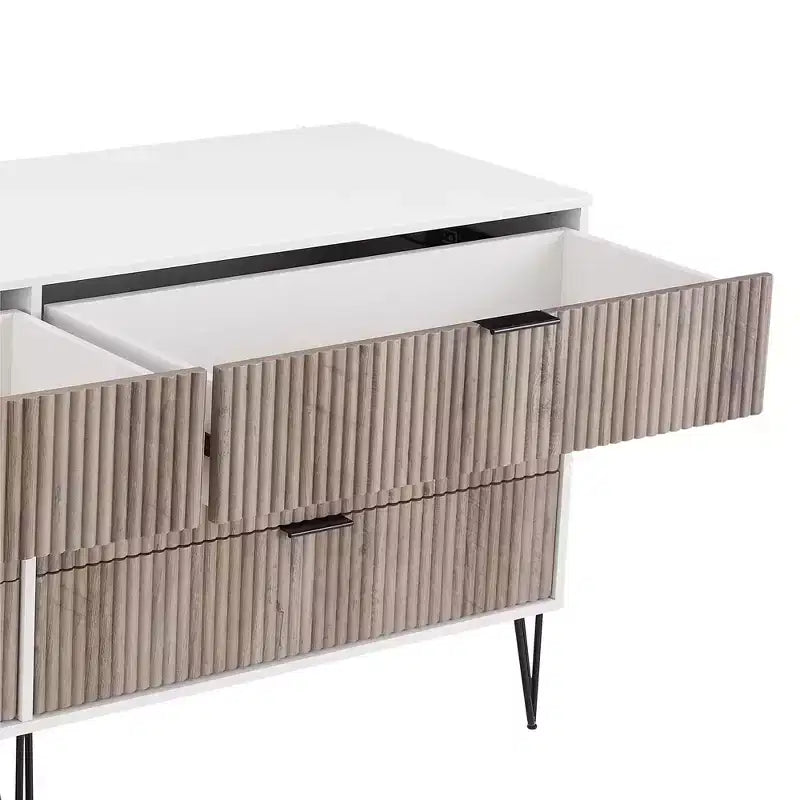 Commode double 6 tiroirs blanc/gris et gris pour 1 personne
