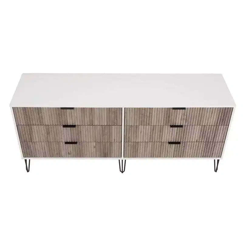 Commode double 6 tiroirs blanc/gris et gris pour 1 personne