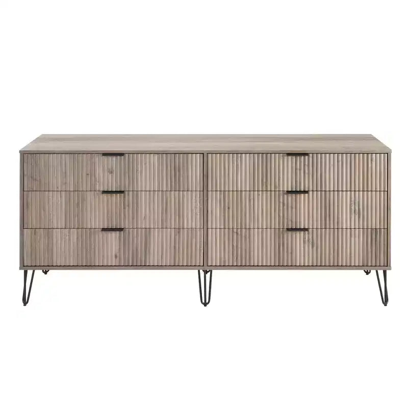 Commode double 6 tiroirs blanc/gris et gris pour 1 personne