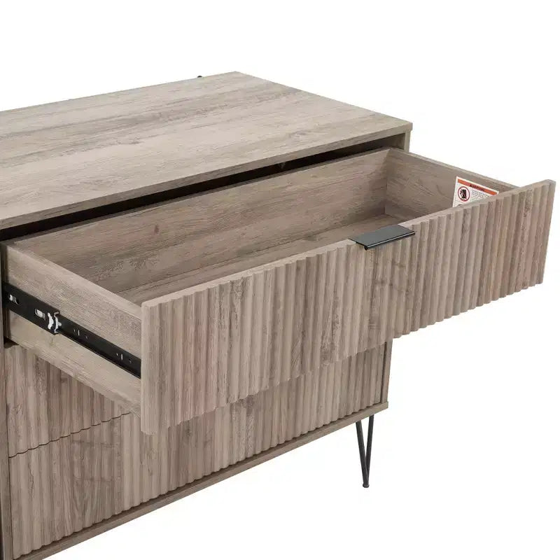 Commode double 6 tiroirs blanc/gris et gris pour 1 personne