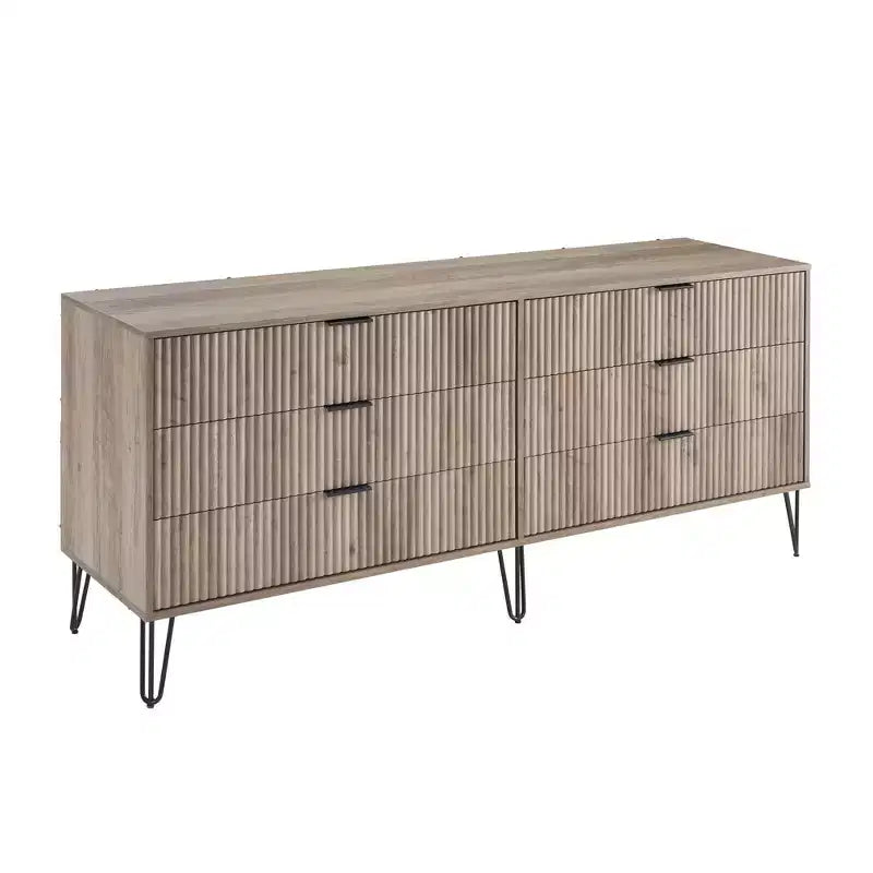 Commode double 6 tiroirs blanc/gris et gris pour 1 personne