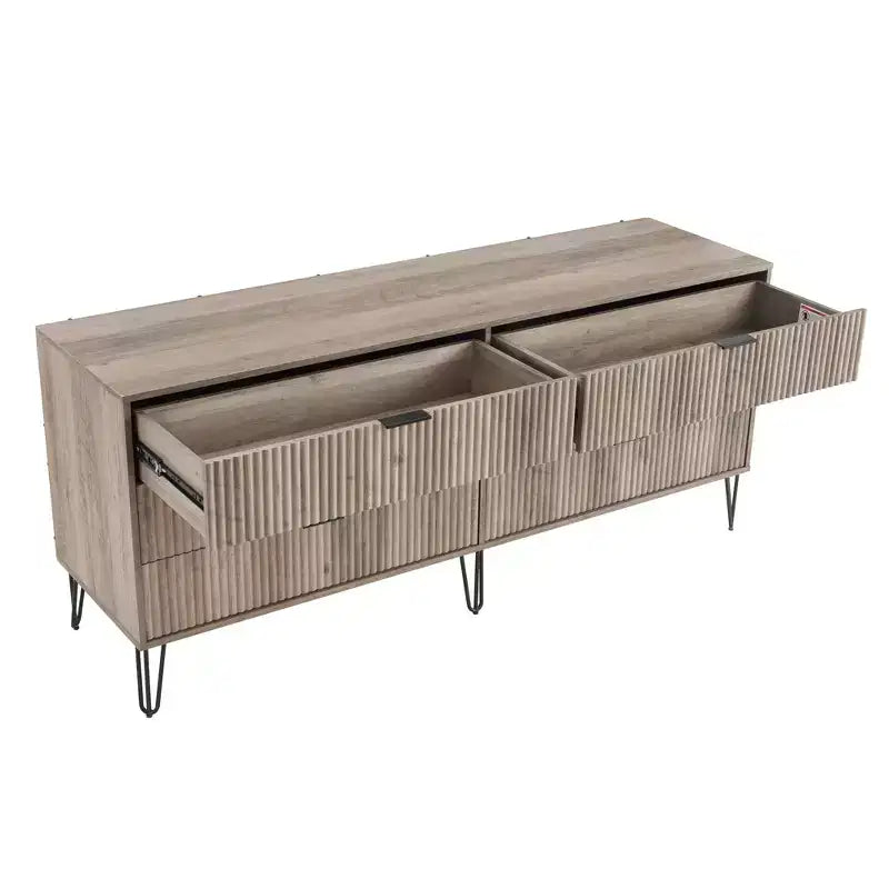 Commode double 6 tiroirs blanc/gris et gris pour 1 personne