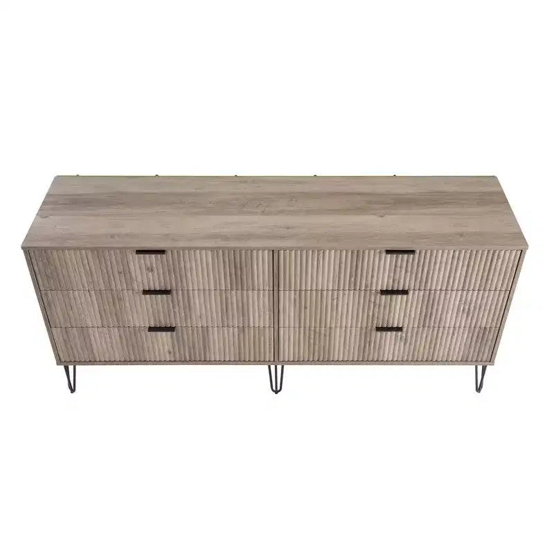 Commode double 6 tiroirs blanc/gris et gris pour 1 personne
