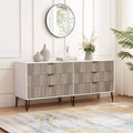 Commode double 6 tiroirs blanc/gris et gris pour 1 personne