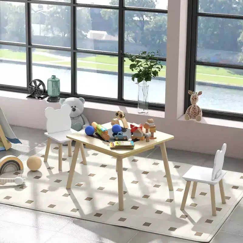Ensemble de table et 2 chaises blanc pour enfants, 3 ans et +