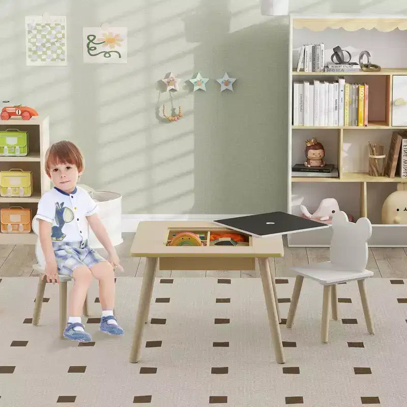 Ensemble de table et 2 chaises blanc pour enfants, 3 ans et +