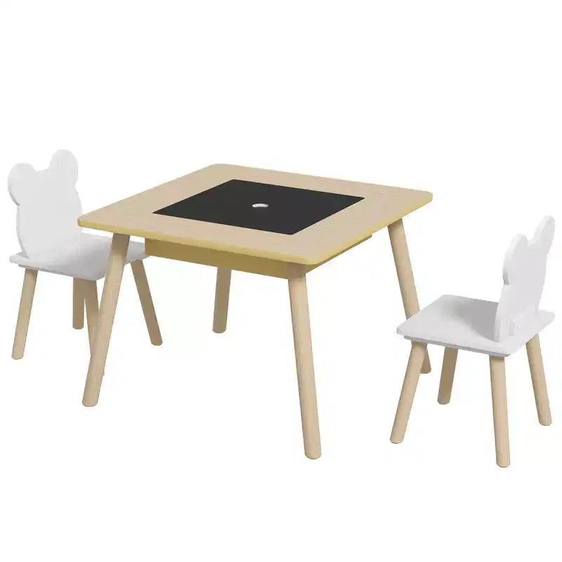 Ensemble de table et 2 chaises blanc pour enfants, 3 ans et +