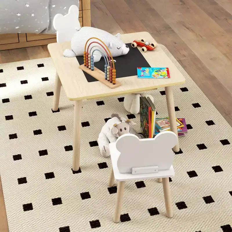 Ensemble de table et 2 chaises blanc pour enfants, 3 ans et +